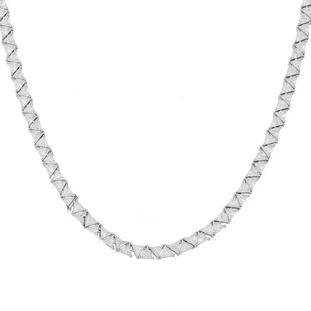 18k 60ct Trillion Tennis Necklace - Picture 1 of 16